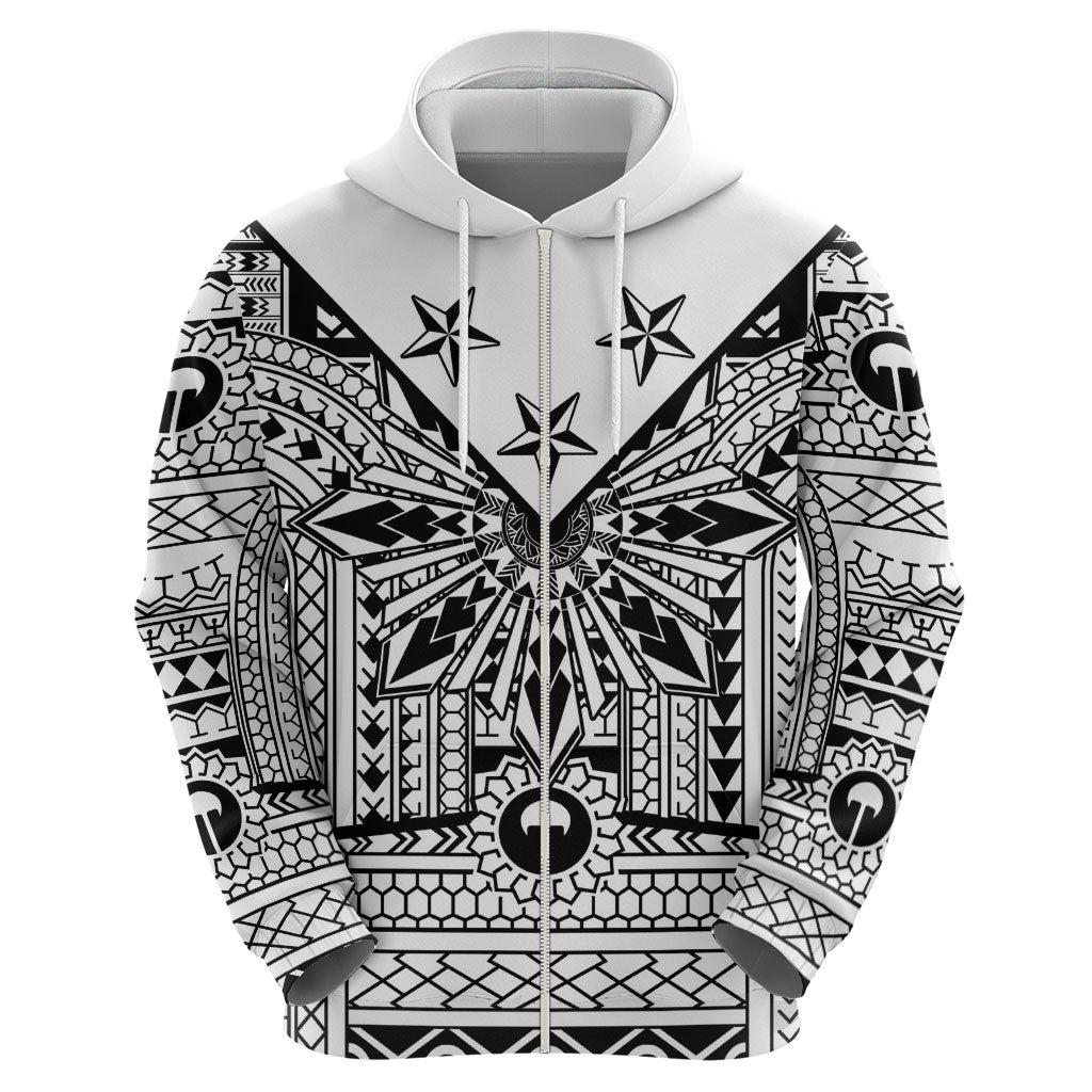 White Philippines Sun Star Hoodie Igorot Tribal Inspiration LT05 - Polynesian Pride