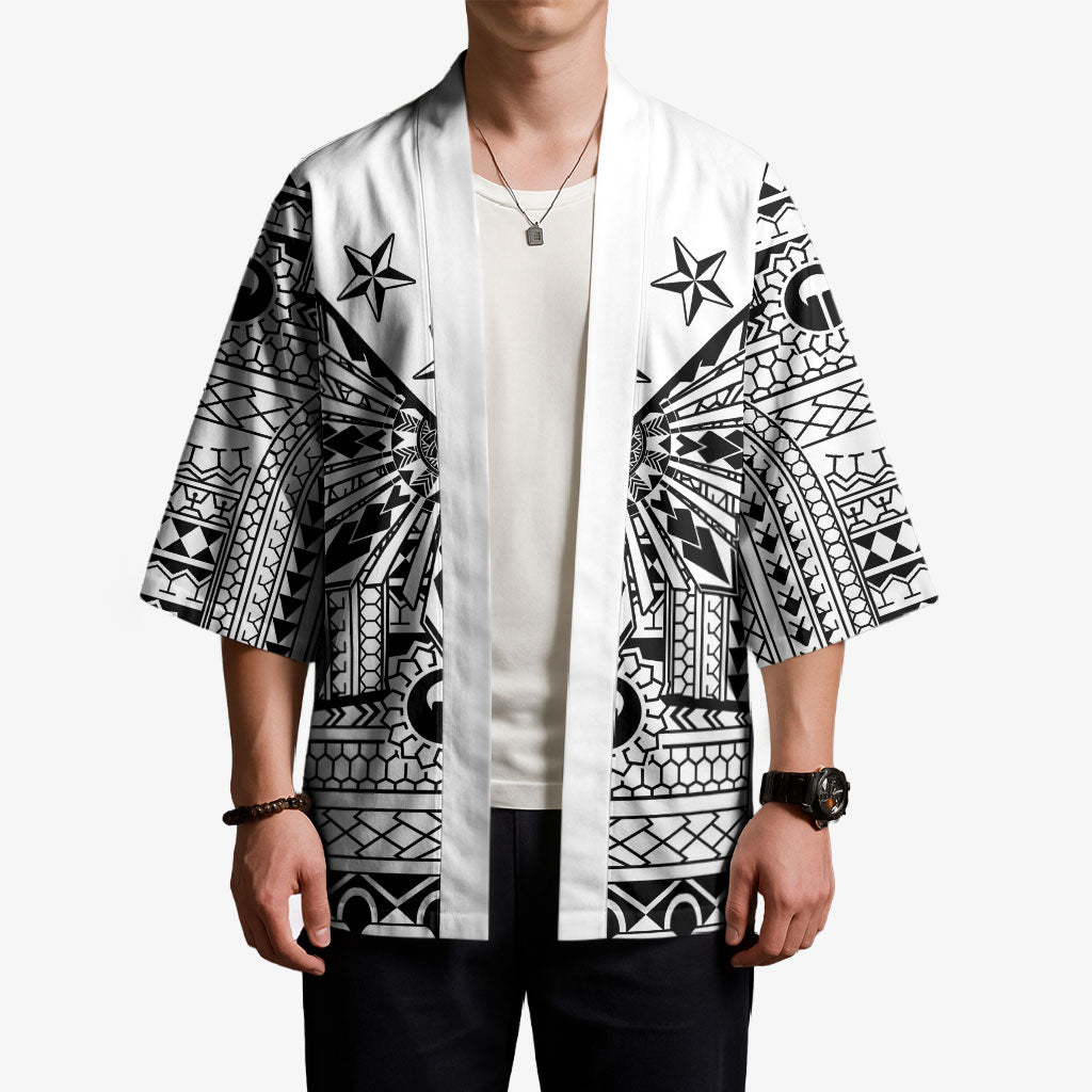 White Philippines Sun Star Kimono Igorot Tribal Inspiration LT05 - Polynesian Pride