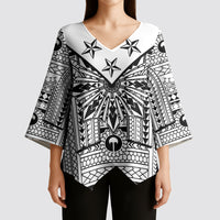 White Philippines Sun Star Kimono Sleeve Blouse Igorot Tribal Inspiration
