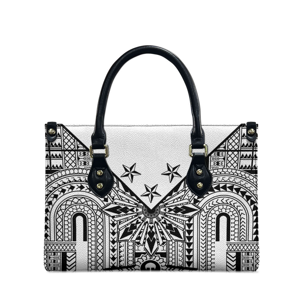 White Philippines Sun Star Leather Bag Igorot Tribal Inspiration LT05 - Polynesian Pride