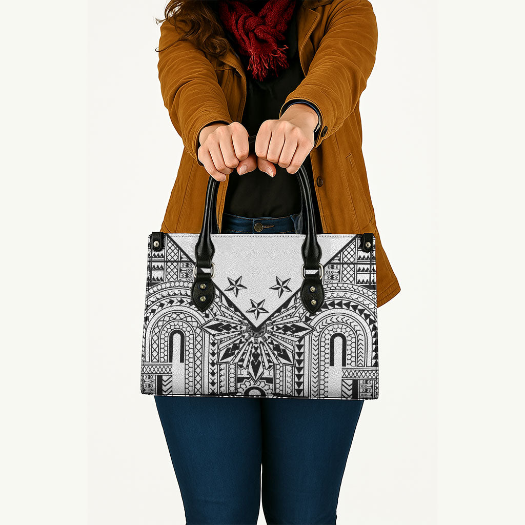 White Philippines Sun Star Leather Bag Igorot Tribal Inspiration LT05 - Polynesian Pride