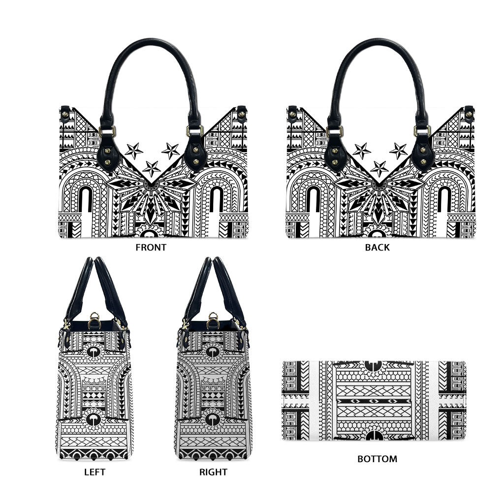 White Philippines Sun Star Leather Bag Igorot Tribal Inspiration LT05 - Polynesian Pride