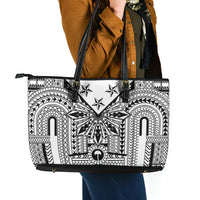 White Philippines Sun Star Leather Tote Bag Igorot Tribal Inspiration LT05 - Polynesian Pride