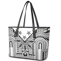 White Philippines Sun Star Leather Tote Bag Igorot Tribal Inspiration LT05 - Polynesian Pride