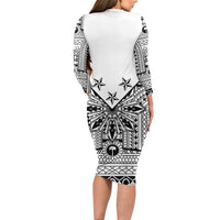 White Philippines Sun Star Long Sleeve Bodycon Dress Igorot Tribal Inspiration LT05 - Polynesian Pride