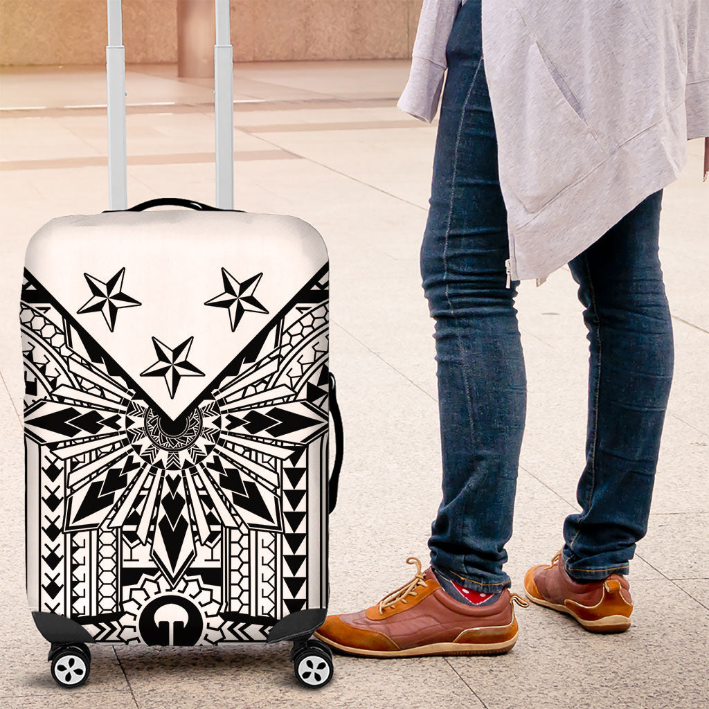 White Philippines Sun Star Luggage Cover Igorot Tribal Inspiration LT05 White - Polynesian Pride