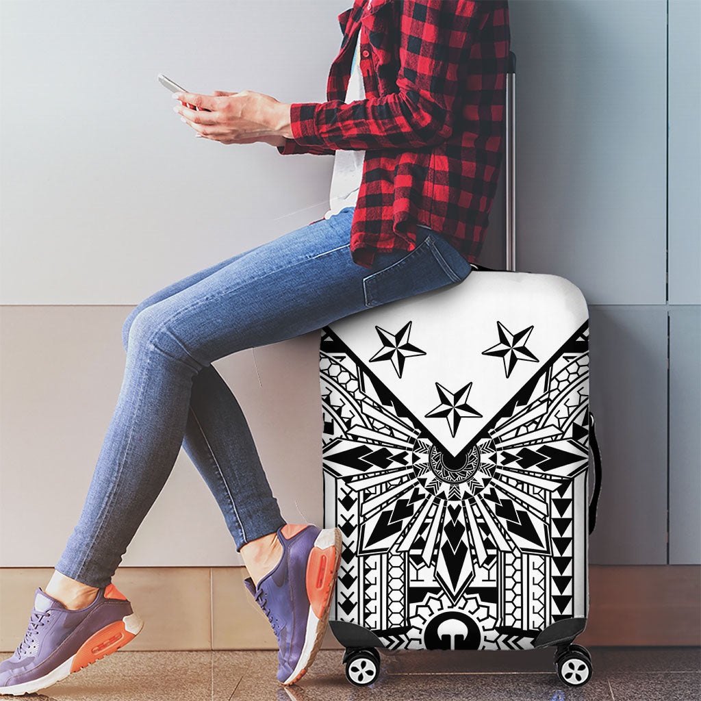 White Philippines Sun Star Luggage Cover Igorot Tribal Inspiration LT05 - Polynesian Pride