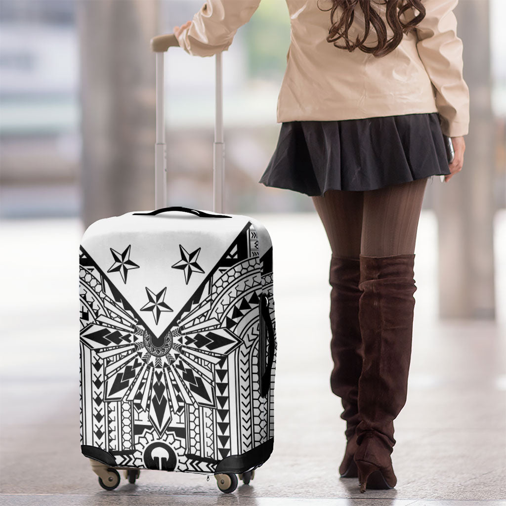 White Philippines Sun Star Luggage Cover Igorot Tribal Inspiration LT05 - Polynesian Pride