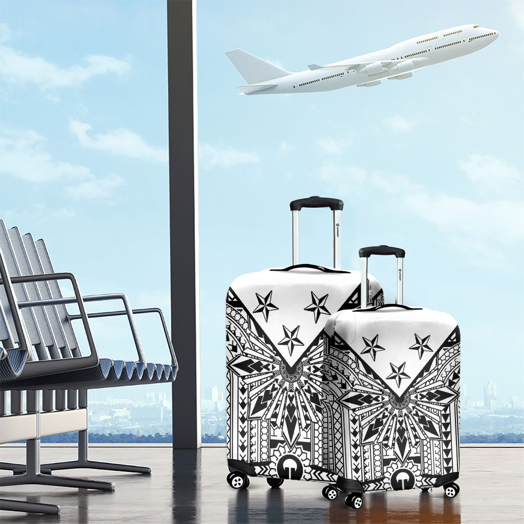 White Philippines Sun Star Luggage Cover Igorot Tribal Inspiration LT05 - Polynesian Pride