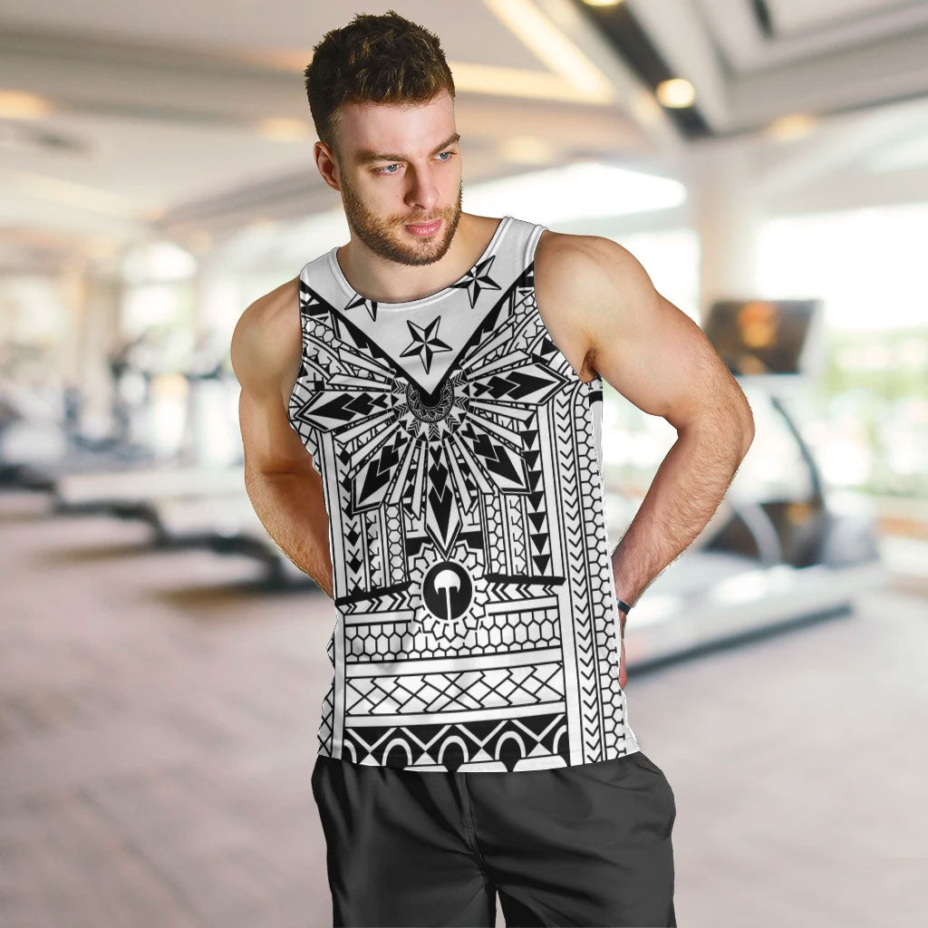 White Philippines Sun Star Men Tank Top Igorot Tribal Inspiration