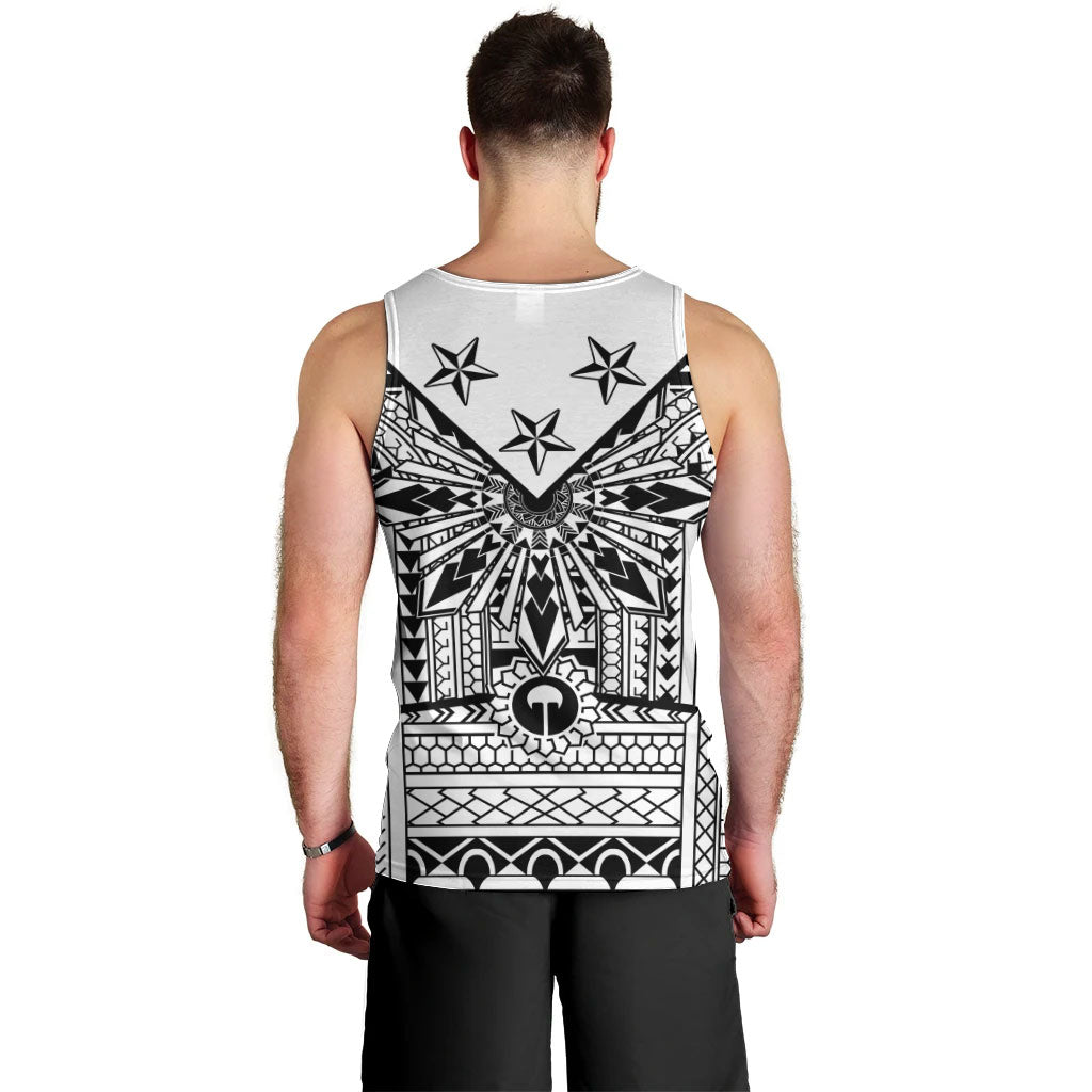 White Philippines Sun Star Men Tank Top Igorot Tribal Inspiration