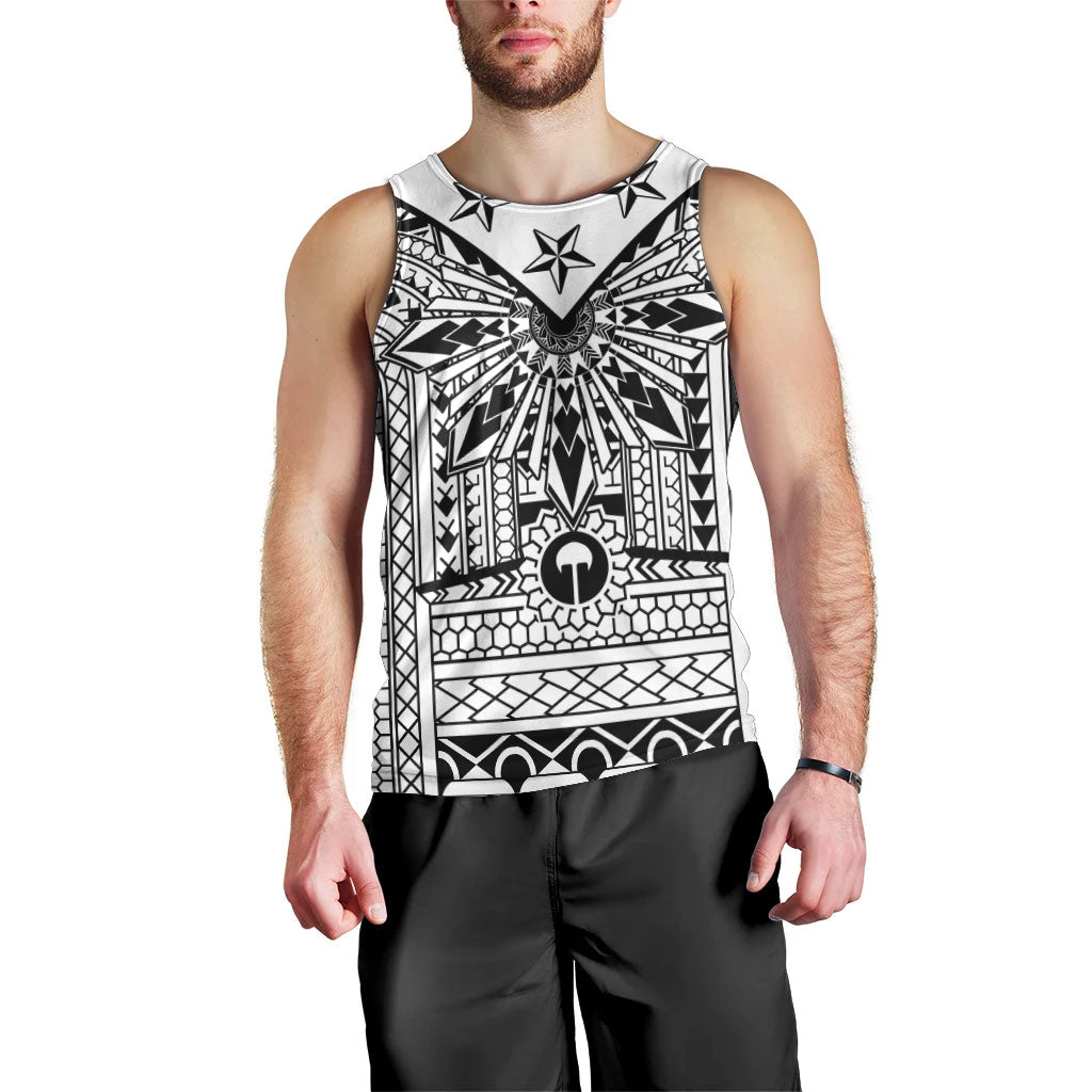 White Philippines Sun Star Men Tank Top Igorot Tribal Inspiration