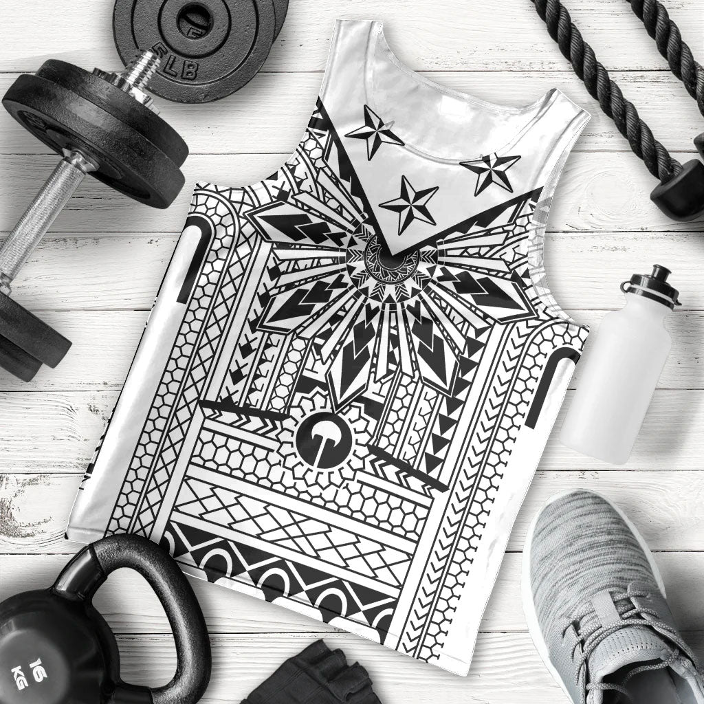 White Philippines Sun Star Men Tank Top Igorot Tribal Inspiration