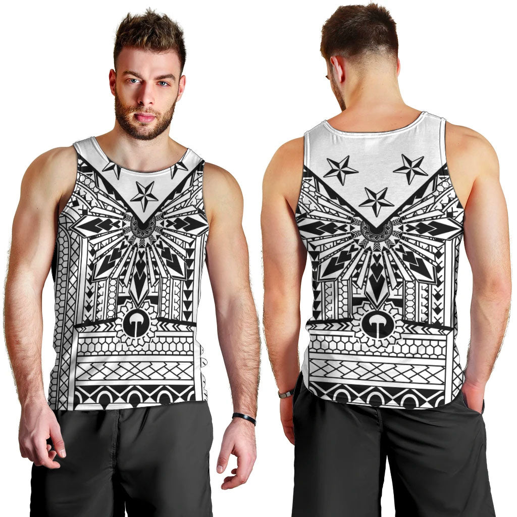White Philippines Sun Star Men Tank Top Igorot Tribal Inspiration