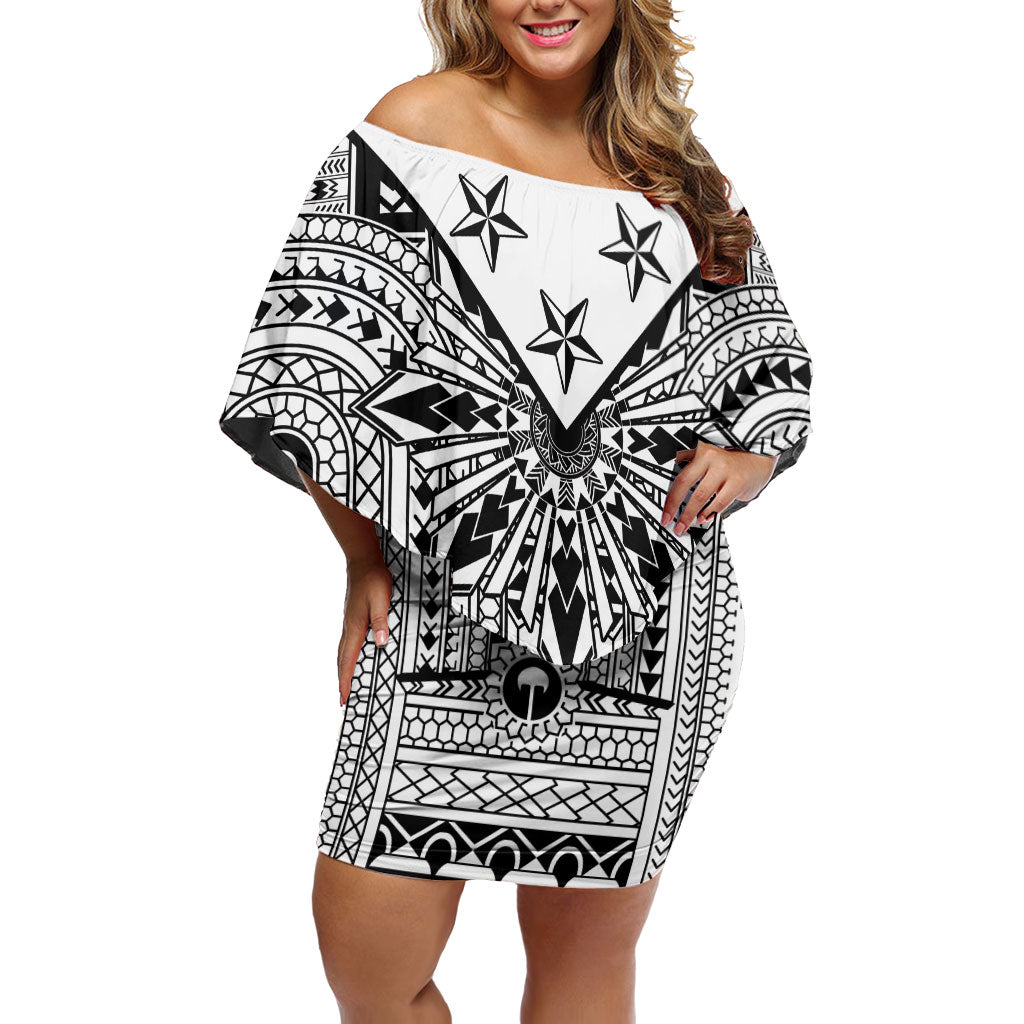 White Philippines Sun Star Off Shoulder Short Dress Igorot Tribal Inspiration LT05 Women White - Polynesian Pride