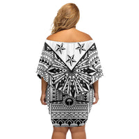 White Philippines Sun Star Off Shoulder Short Dress Igorot Tribal Inspiration LT05 - Polynesian Pride