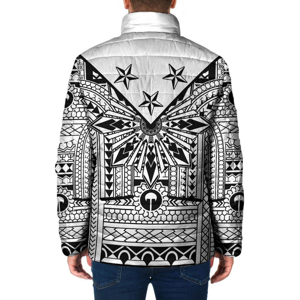 White Philippines Sun Star Padded Jacket Igorot Tribal Inspiration LT05 - Polynesian Pride