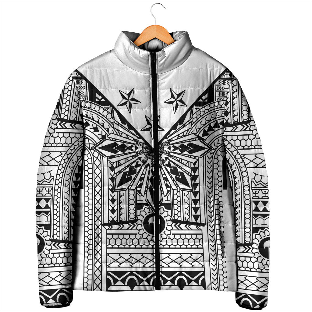 White Philippines Sun Star Padded Jacket Igorot Tribal Inspiration LT05 - Polynesian Pride