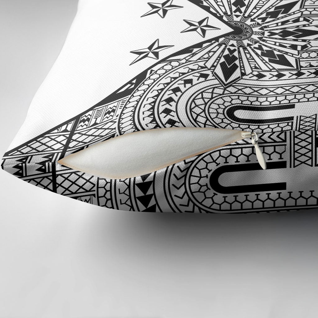 White Philippines Sun Star Pillow Cover Igorot Tribal Inspiration LT05 - Polynesian Pride
