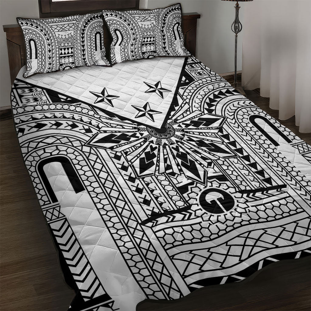 White Philippines Sun Star Quilt Bed Set Igorot Tribal Inspiration