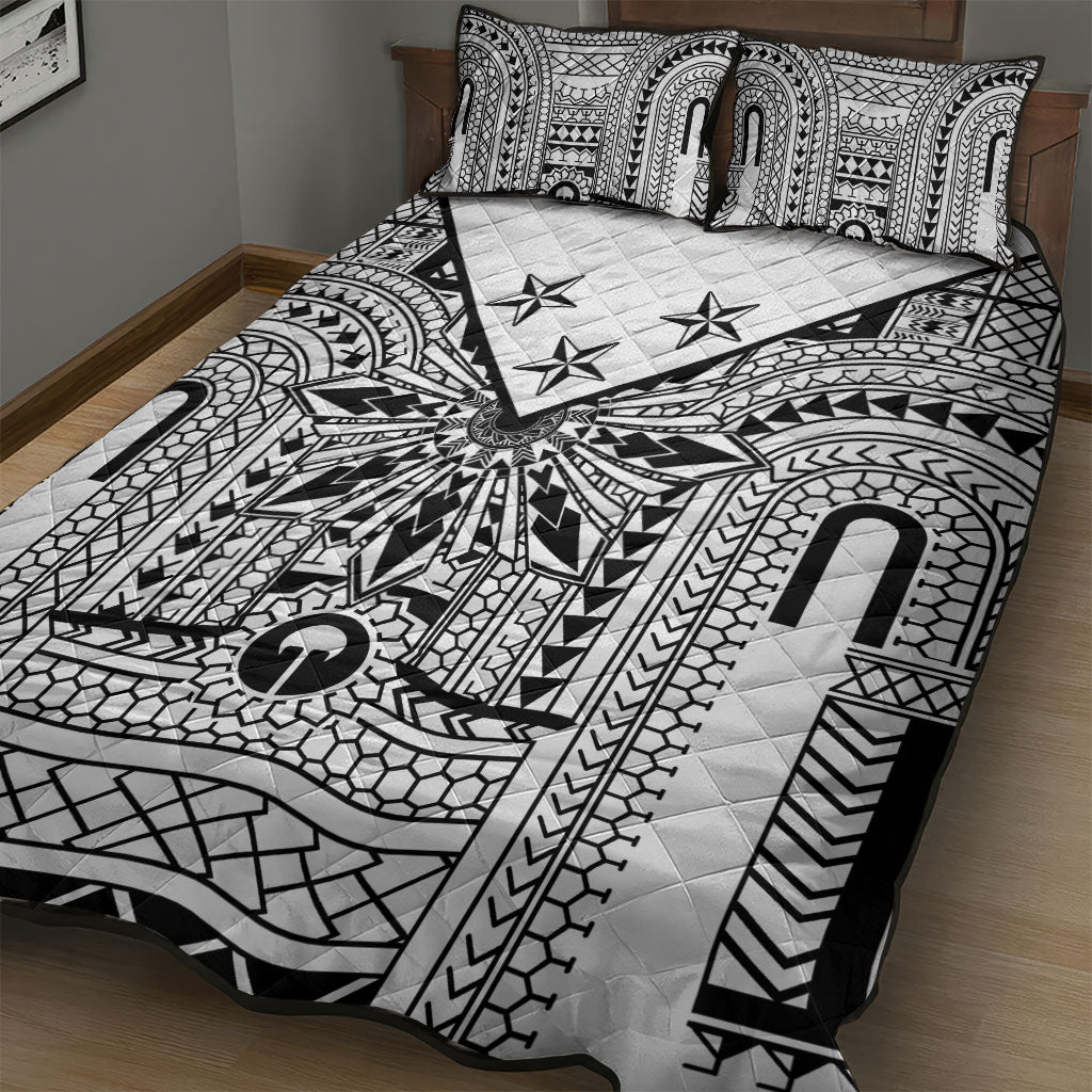 White Philippines Sun Star Quilt Bed Set Igorot Tribal Inspiration LT05 - Polynesian Pride