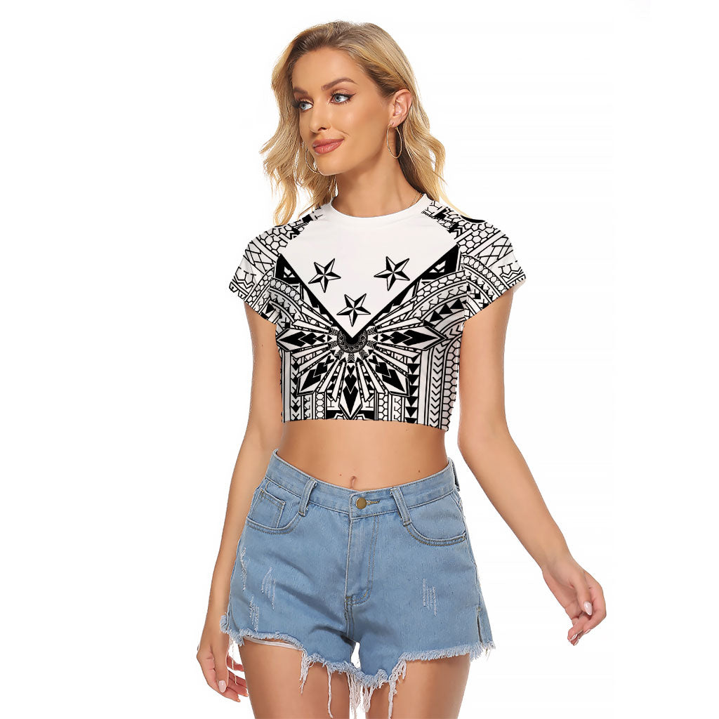 White Philippines Sun Star Raglan Cropped T Shirt Igorot Tribal Inspiration