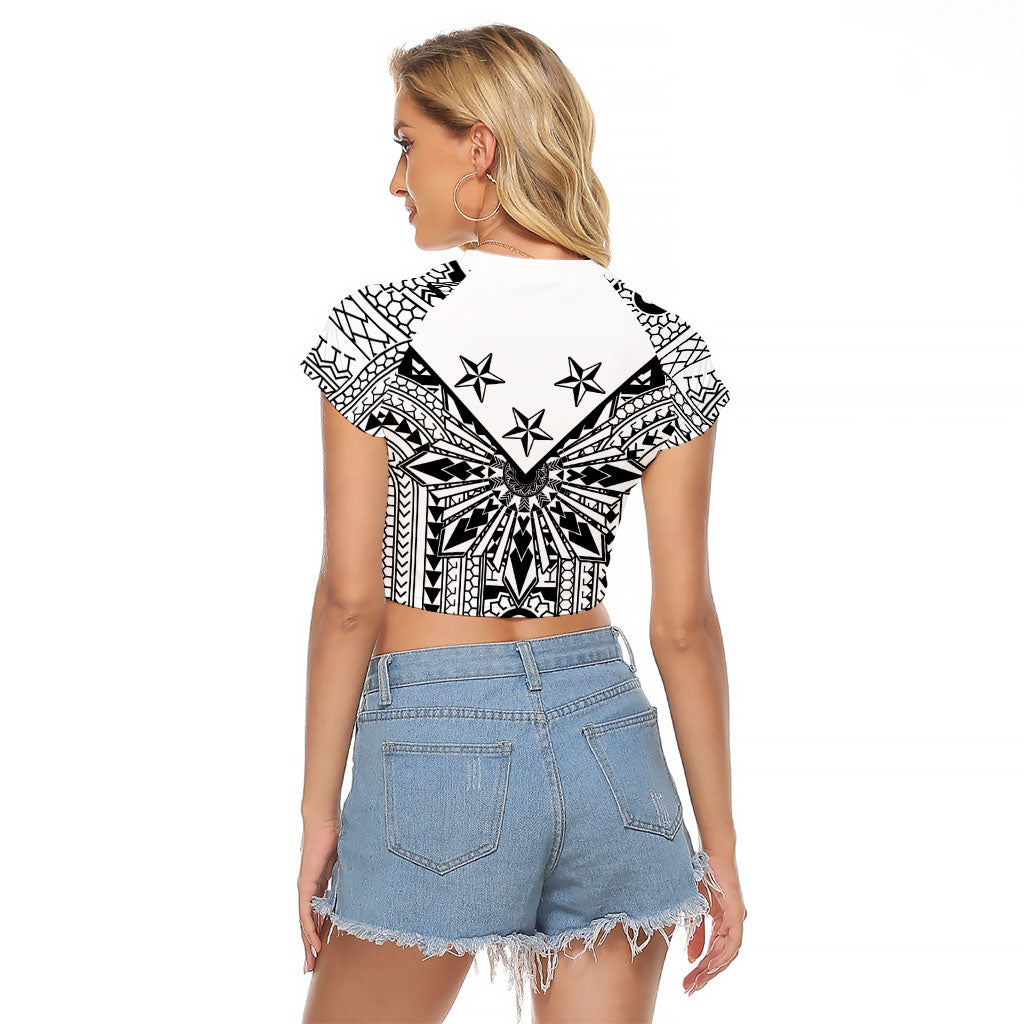 White Philippines Sun Star Raglan Cropped T Shirt Igorot Tribal Inspiration LT05 - Polynesian Pride