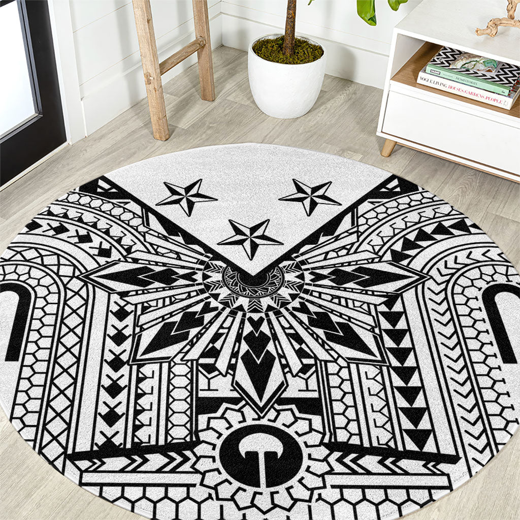 White Philippines Sun Star Round Carpet Igorot Tribal Inspiration LT05 White - Polynesian Pride