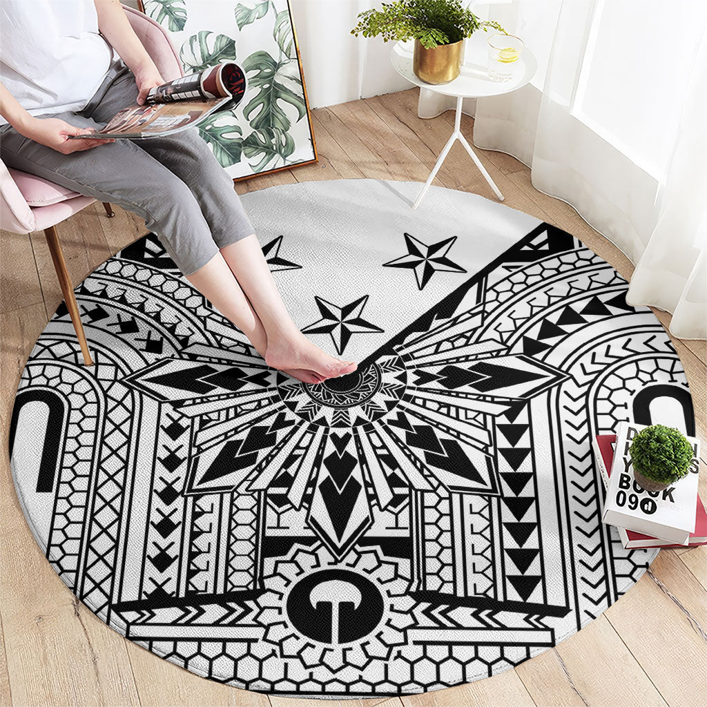 White Philippines Sun Star Round Carpet Igorot Tribal Inspiration LT05 - Polynesian Pride