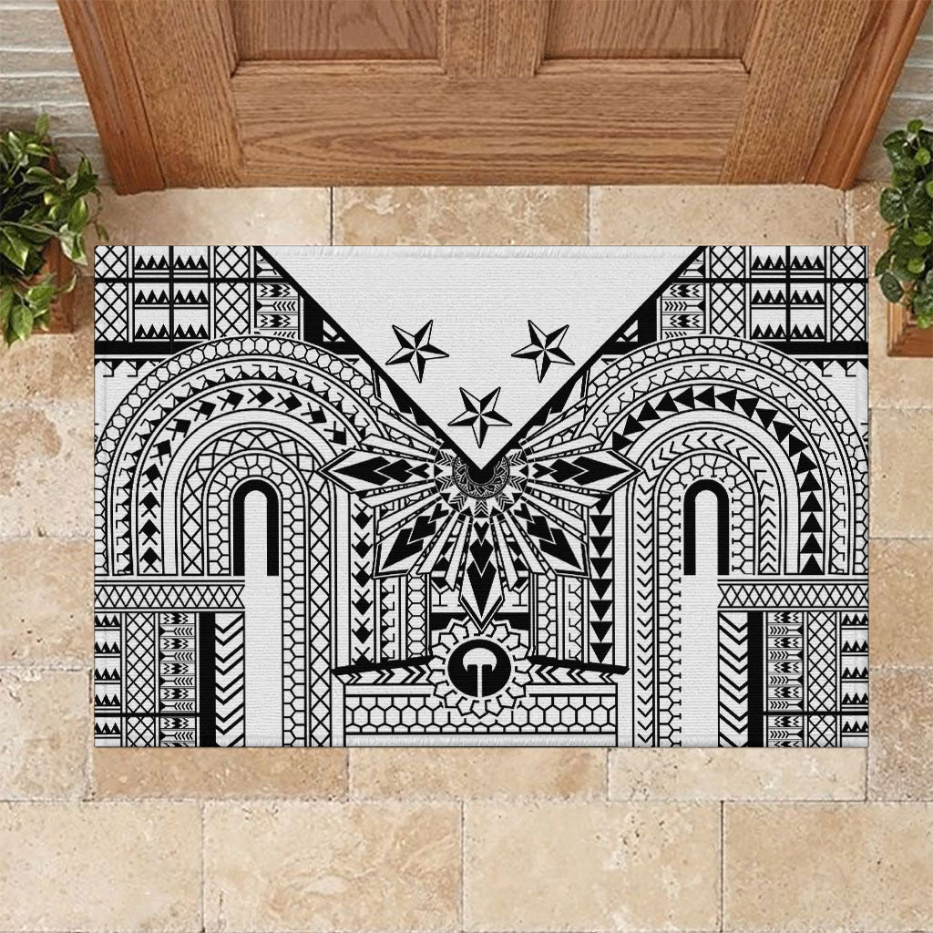White Philippines Sun Star Rubber Doormat Igorot Tribal Inspiration LT05 White - Polynesian Pride