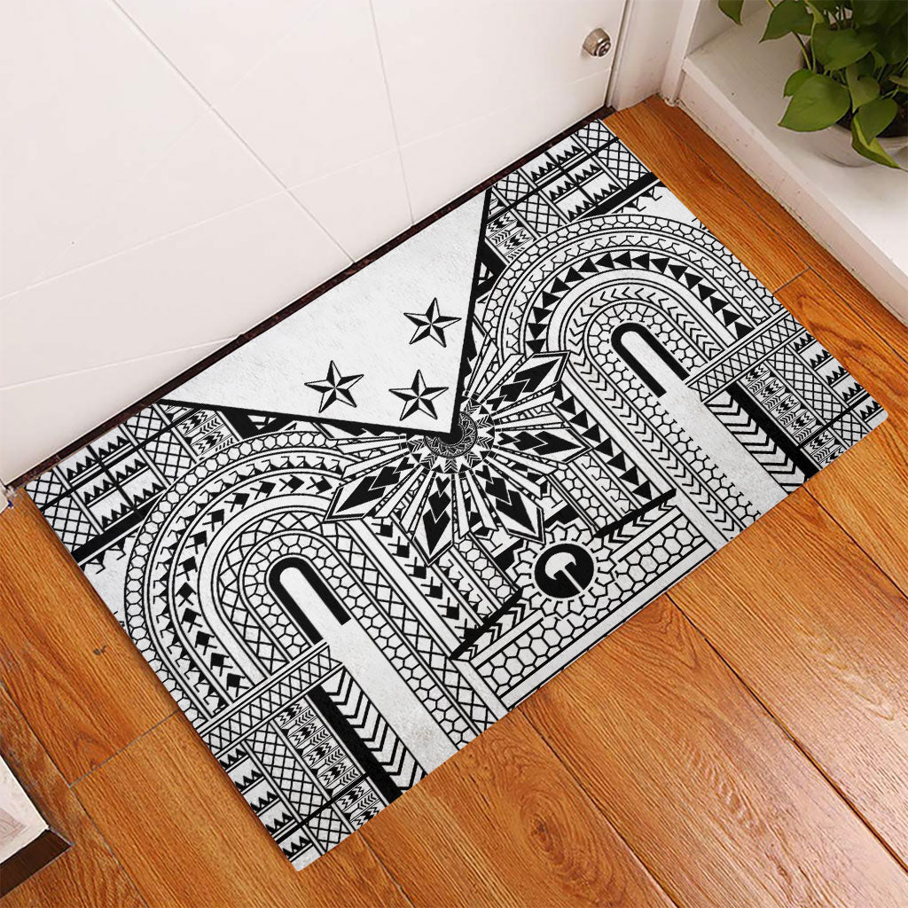 White Philippines Sun Star Rubber Doormat Igorot Tribal Inspiration LT05 - Polynesian Pride