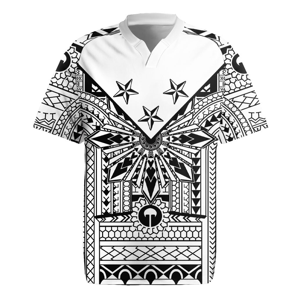 White Philippines Sun Star Rugby Jersey Igorot Tribal Inspiration LT05 White - Polynesian Pride