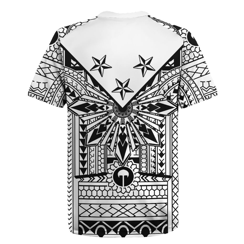 White Philippines Sun Star Rugby Jersey Igorot Tribal Inspiration LT05 - Polynesian Pride