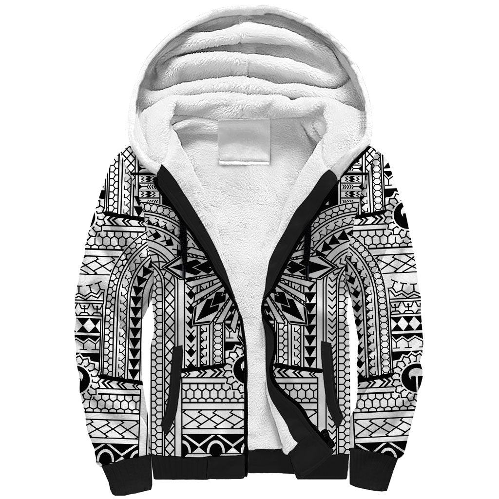 White Philippines Sun Star Sherpa Hoodie Igorot Tribal Inspiration LT05 Unisex White - Polynesian Pride