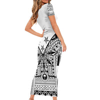 White Philippines Sun Star Short Sleeve Bodycon Dress Igorot Tribal Inspiration LT05 - Polynesian Pride