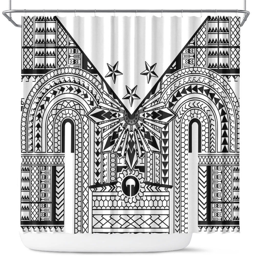 White Philippines Sun Star Shower Curtain Igorot Tribal Inspiration LT05 White - Polynesian Pride