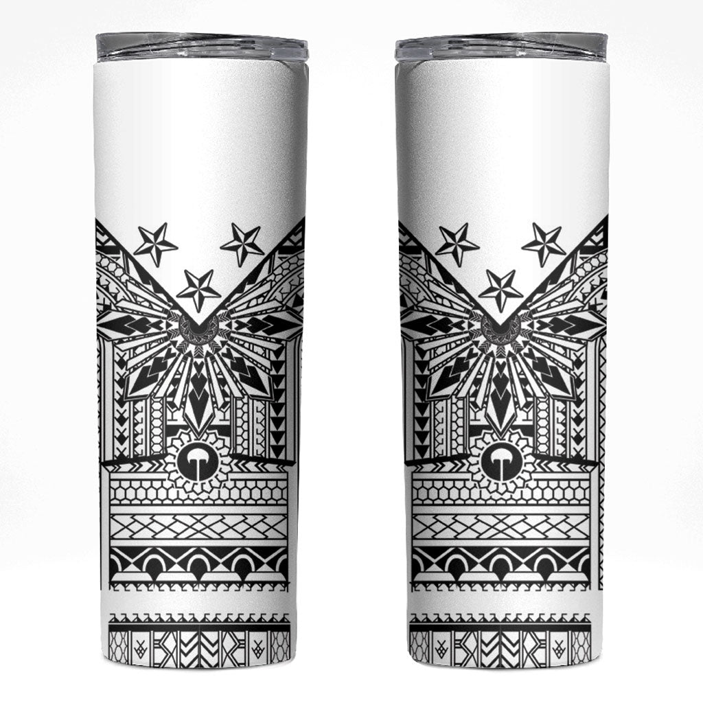 White Philippines Sun Star Skinny Tumbler Igorot Tribal Inspiration LT05 White - Polynesian Pride