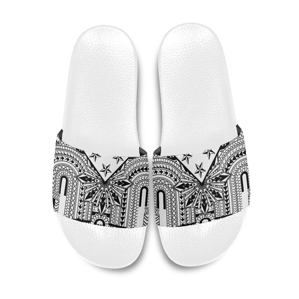 White Philippines Sun Star Slide Sandals Igorot Tribal Inspiration LT05 White - Polynesian Pride