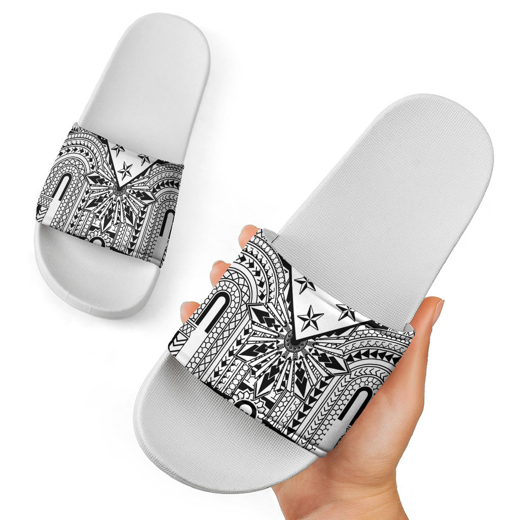 White Philippines Sun Star Slide Sandals Igorot Tribal Inspiration LT05 - Polynesian Pride