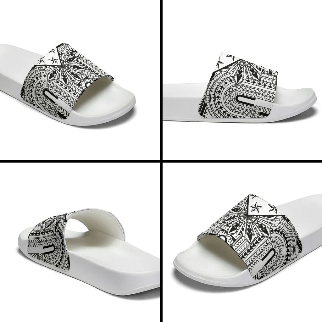 White Philippines Sun Star Slide Sandals Igorot Tribal Inspiration LT05 - Polynesian Pride