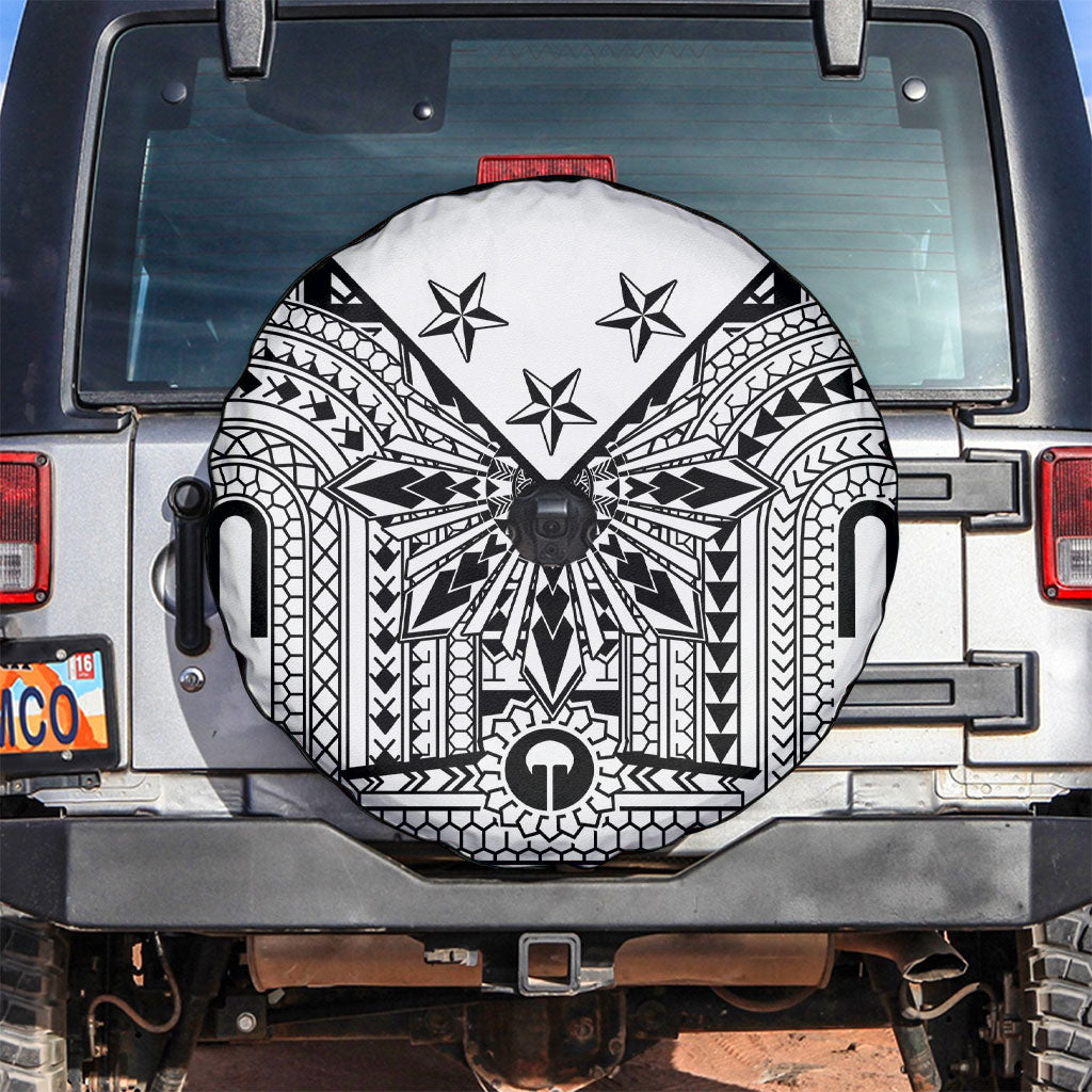 White Philippines Sun Star Spare Tire Cover Igorot Tribal Inspiration LT05 White - Polynesian Pride