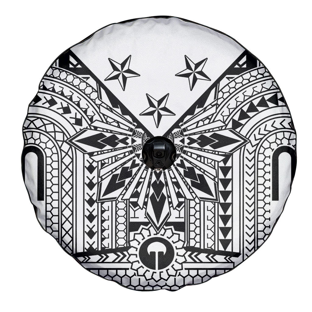 White Philippines Sun Star Spare Tire Cover Igorot Tribal Inspiration LT05 - Polynesian Pride