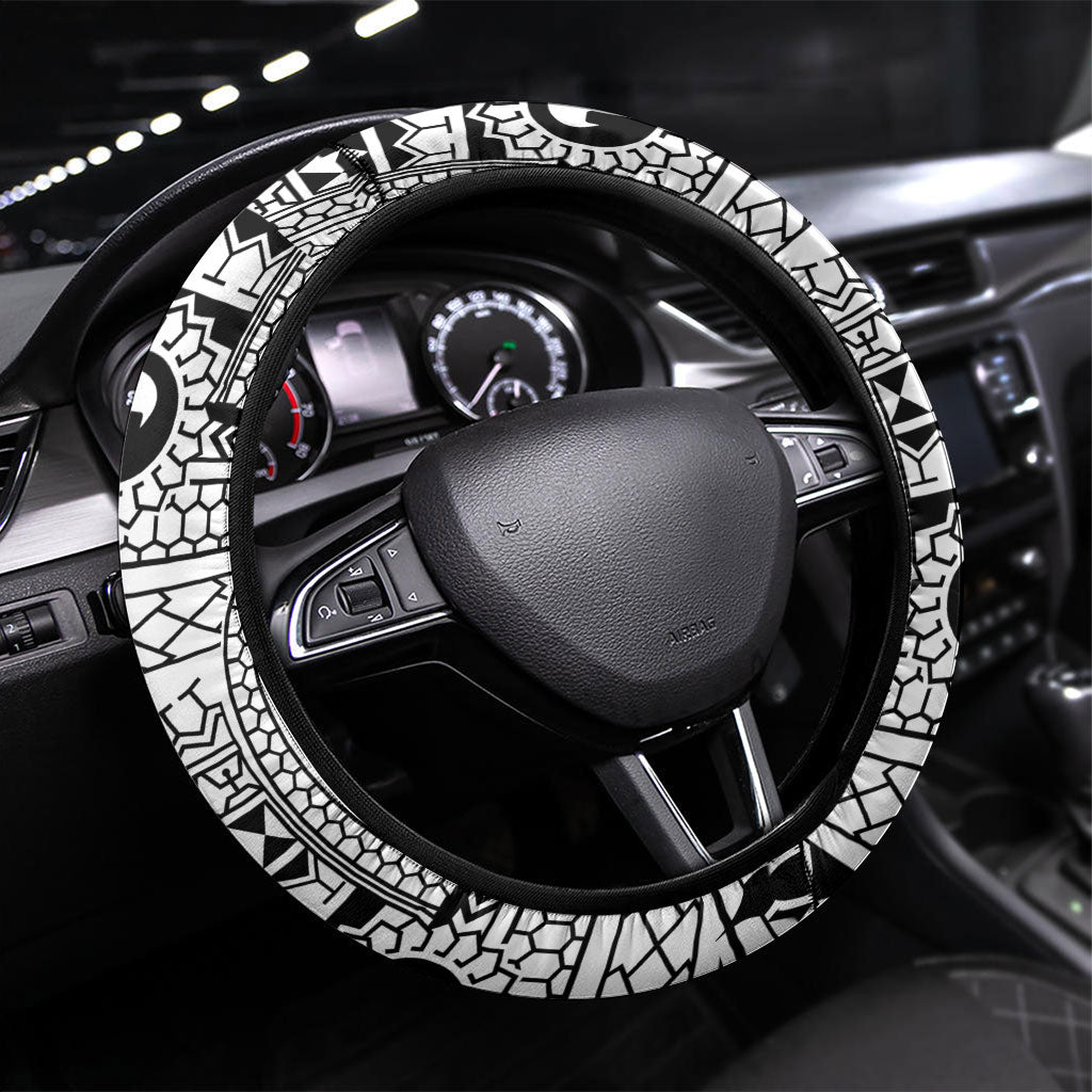 White Philippines Sun Star Steering Wheel Cover Igorot Tribal Inspiration LT05 Universal Fit White - Polynesian Pride