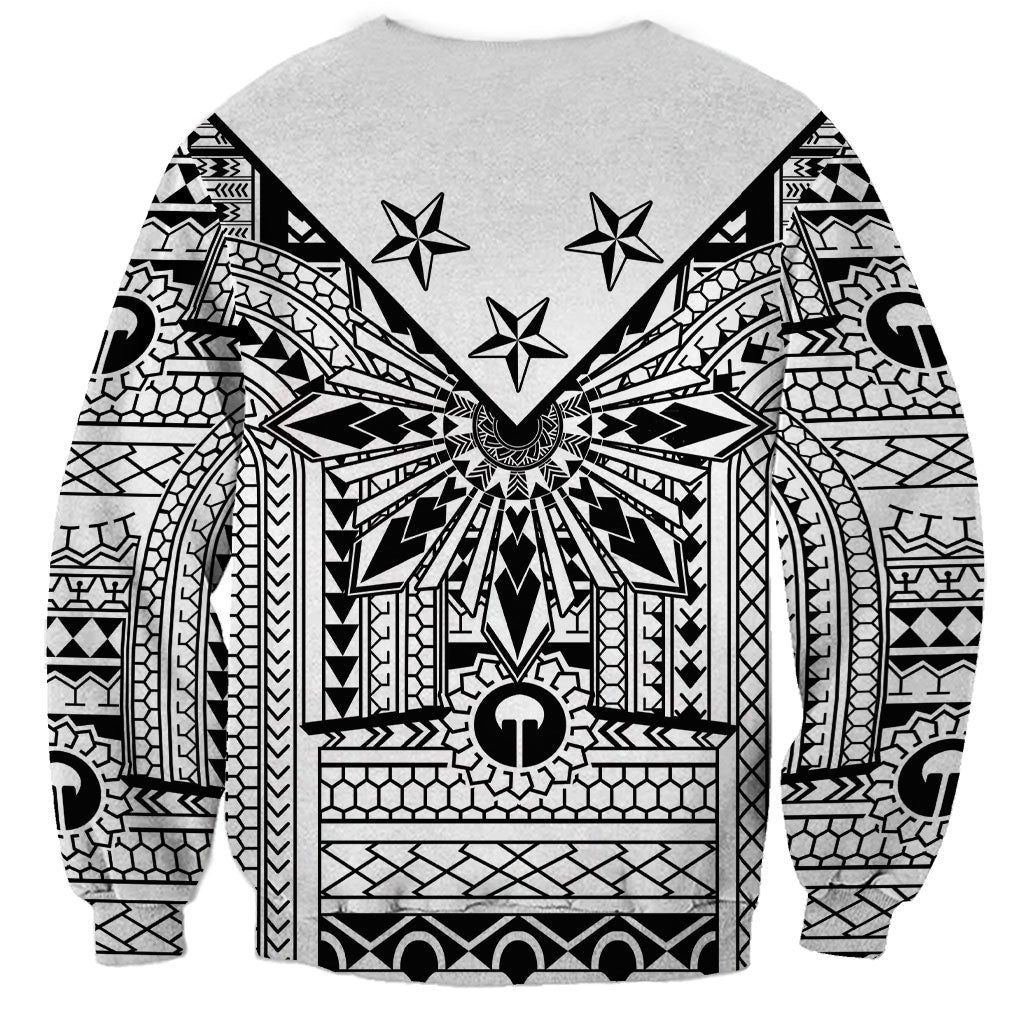 White Philippines Sun Star Sweatshirt Igorot Tribal Inspiration LT05 - Polynesian Pride