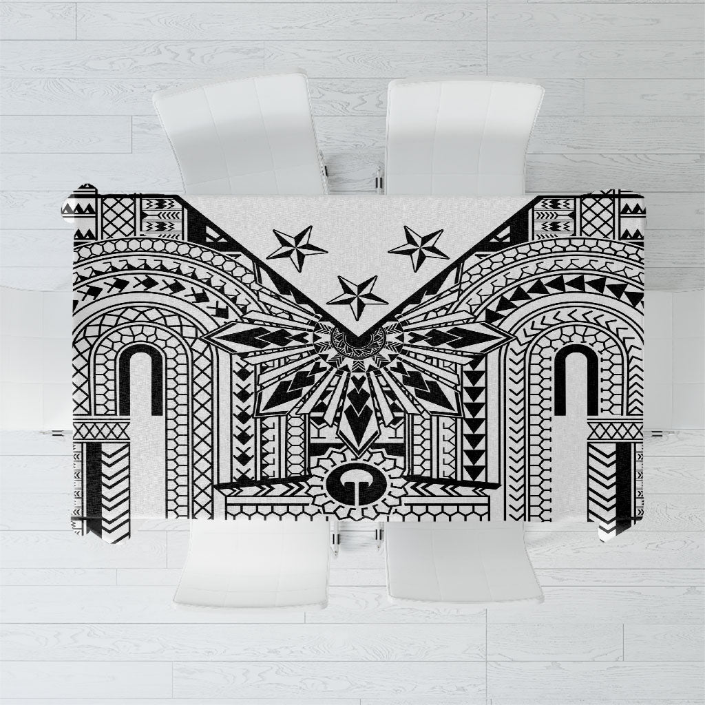 White Philippines Sun Star Tablecloth Igorot Tribal Inspiration