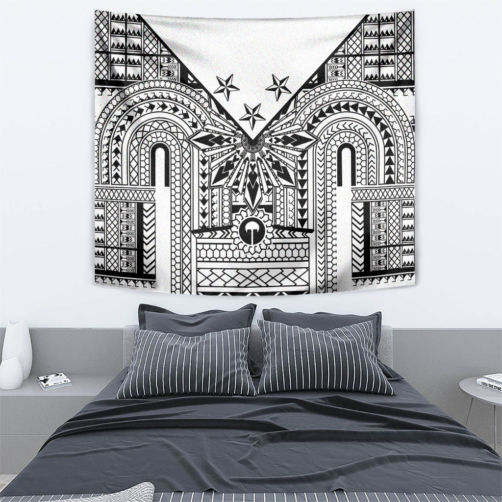 White Philippines Sun Star Tapestry Igorot Tribal Inspiration LT05 - Polynesian Pride