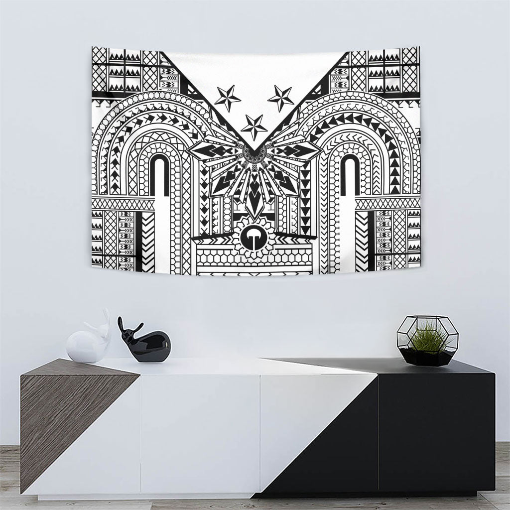 White Philippines Sun Star Tapestry Igorot Tribal Inspiration LT05 - Polynesian Pride