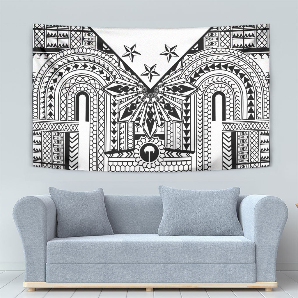 White Philippines Sun Star Tapestry Igorot Tribal Inspiration LT05 - Polynesian Pride