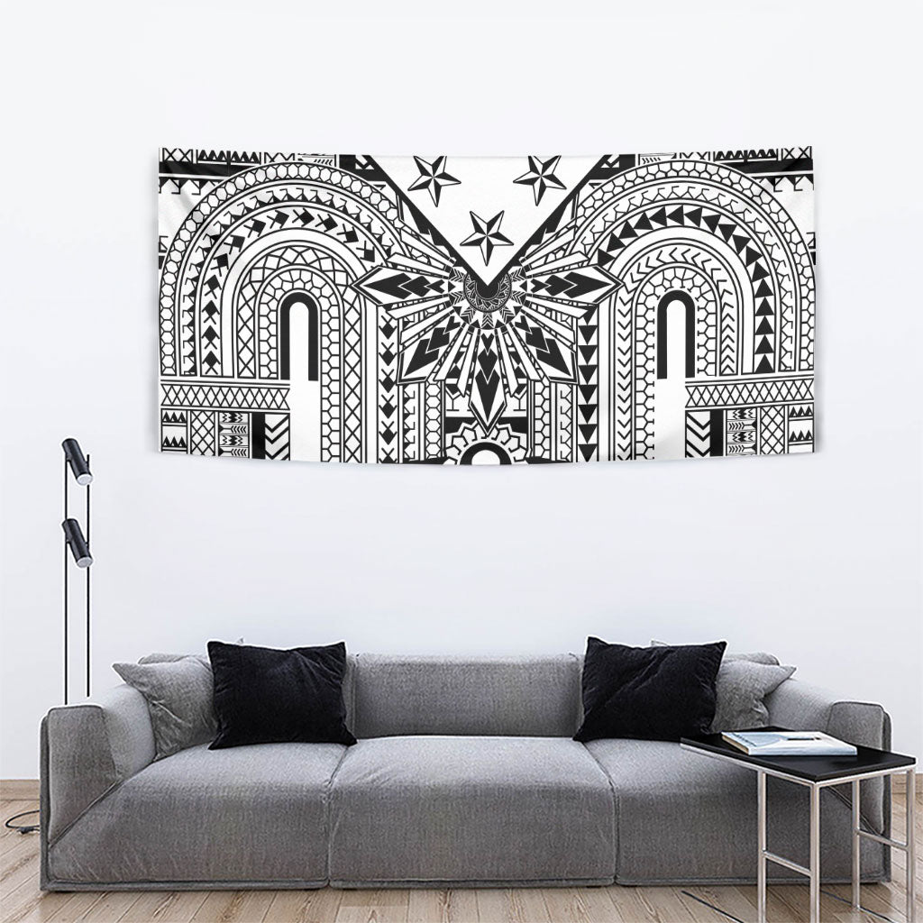 White Philippines Sun Star Tapestry Igorot Tribal Inspiration LT05 - Polynesian Pride