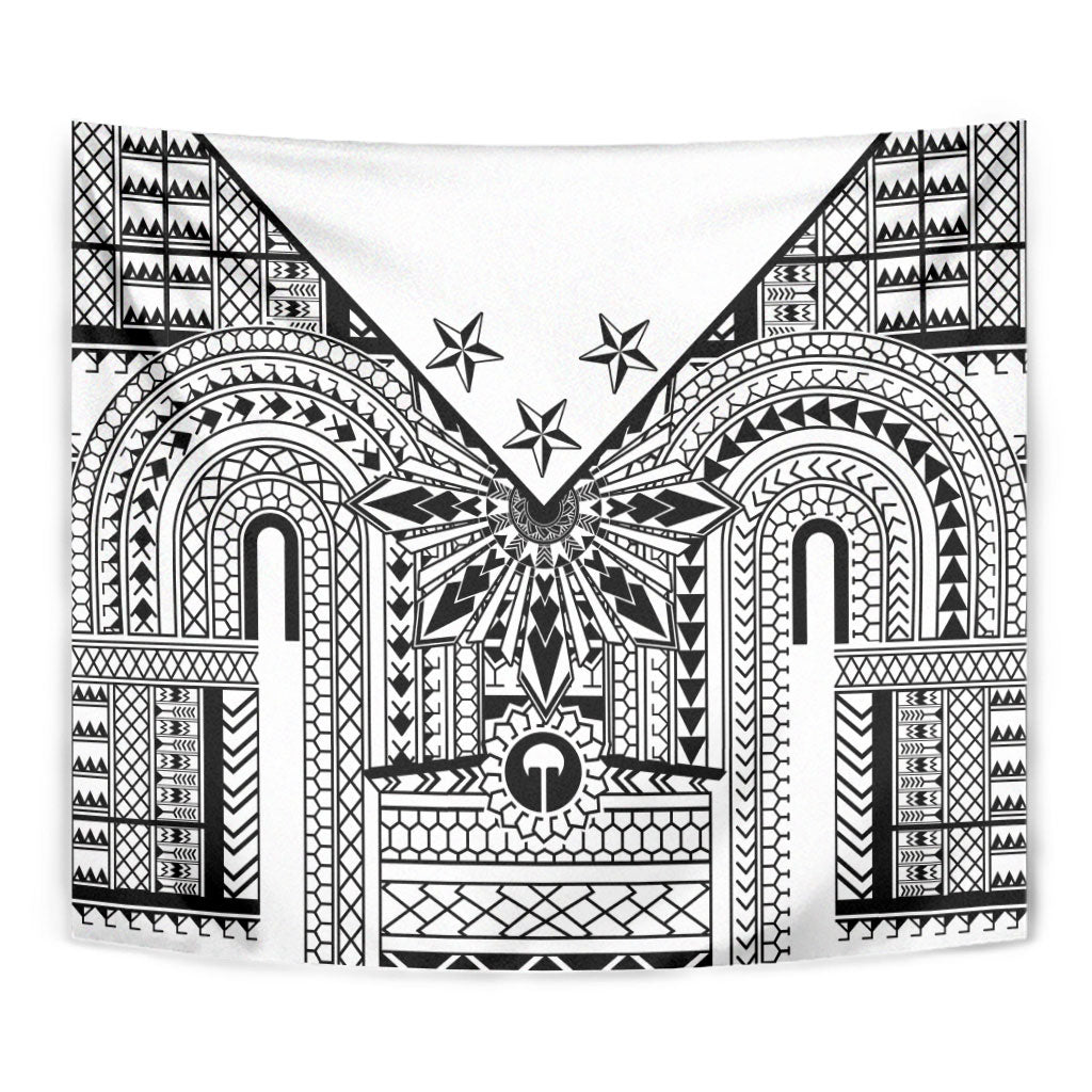 White Philippines Sun Star Tapestry Igorot Tribal Inspiration LT05 - Polynesian Pride